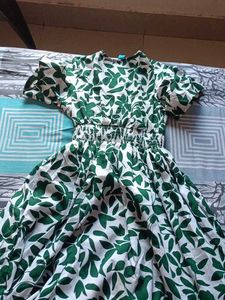 Leaf Print Midi Dress