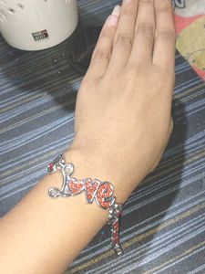 &#34;Crimson Love Heart Charm Bracelet&#34;