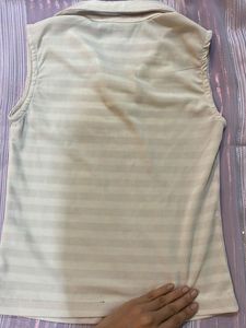Light pink and colour strips fitted top