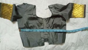 Grey Silk Blouse 3/4th Sleeve Puff Hand