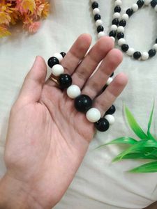 Aesthetic Black And White Necklace An Bracelet Set
