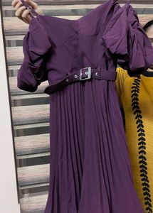 Elegant Purple Pleated Dress