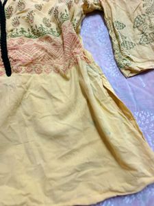 Yellow  Ethnic Short kurti (women's)