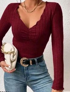 Burgundy Ribbed Top