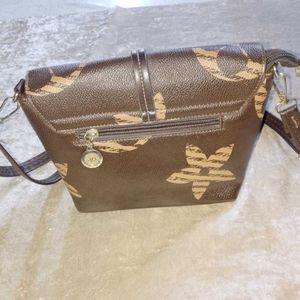 Vintage Brown Floral Crossbody Bag