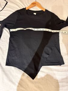 Cutout Sleeve Asymmetric Hem Top