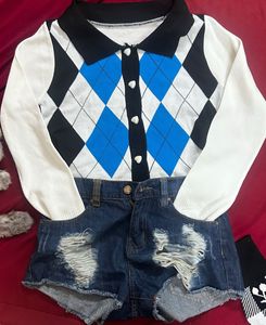 Argyle Knit Top