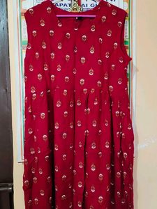 Red Printed Ethnic Dress