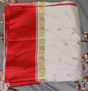 Saree It's A New White Red
