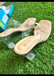 Nude Transparent Heels For Women