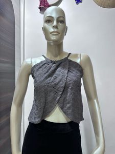Gray Halter Crop Top