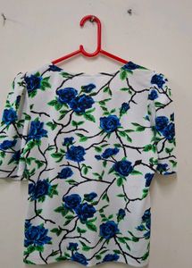 Floral Print White Top