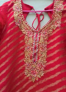 PLUS SIZE RED BANARSI SALWAR SUIT SET