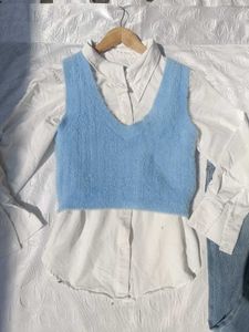 Blue Fuzzy Knit Vest