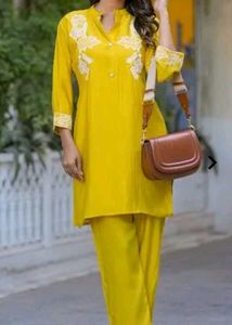 Yellow Embroidered Kurta Set