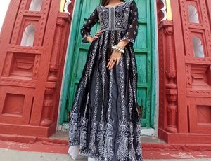 Black Embroidered Anarkali