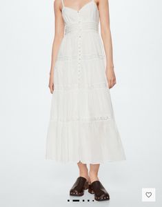 Mango Frill White Cotton Dress