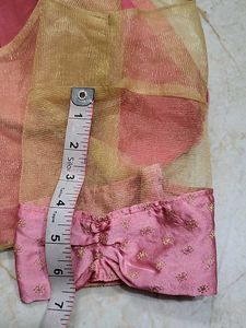 Pink &amp; Gold Boat Neck Party Blouse