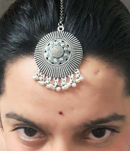 Oxidized Silver Maangtika