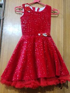 Blood Red Colour Furr Wali Frock