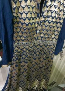 Elegant Navy Blue &amp; Gold Kurta