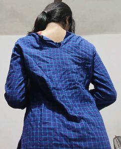 Blue Plaid Embroidered Tunic