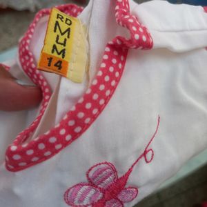 Red  &amp; White Sleeveless Frock with Hat