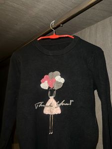 Cute Black Print Sweater🎀♠️