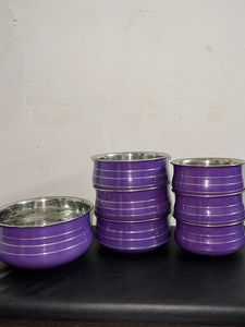 Purple serving Stainless Steel Bowls(Set)