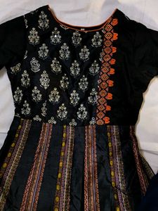 Embroidered Trendy Charcoal Black Dress