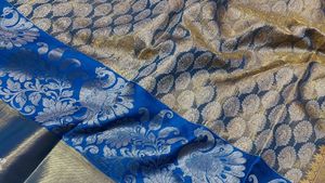 Gold &amp; Blue Kanjivaram Silk Saree