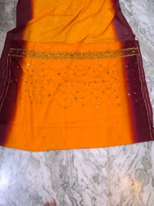 Vintage Yellow Saree With Maroon Boundary