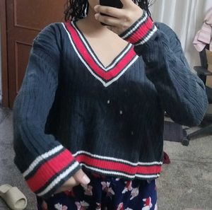 H&amp;M Red &amp; White Trim Sweater