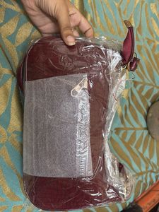Burgundy Faux Croc Shoulder Bag