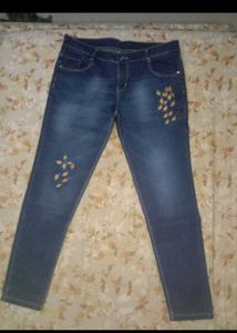 Leaf Design Blue Denim From Miss Purple 💙💅✨