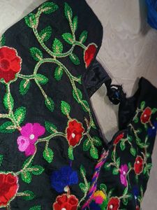 Black Embroidery Dupatta And Kurta