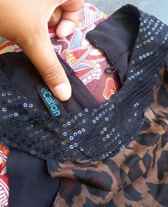 Cation Front Slit Leopard Print A-line Dress