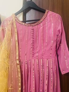 Elegant Pink Anarkali Kurta Set