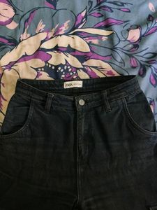 Zara Black Faded Cargo Jeans