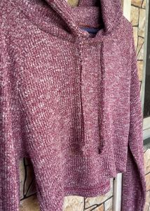 Marled Cropped Hoodie