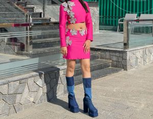 Denim Long Boots