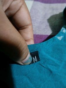 Teal Embroidered Peasant Top
