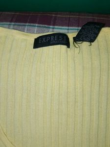 Yellow Ribbed Knit Top