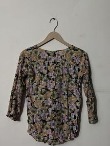 Floral Print Tassel Tie Top
