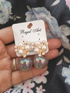 Pearl and Rhinestone Apple Earrings