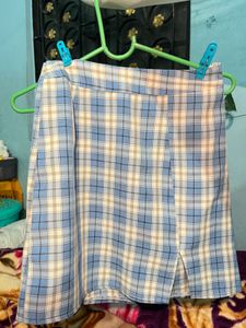 Blue Plaid Mini Skirt
