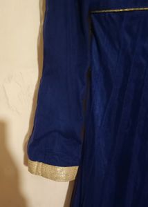Elegant Navy Blue &amp; Gold Anarkali Dress