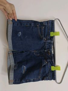 Denim Blue Shorts torn Stylish New