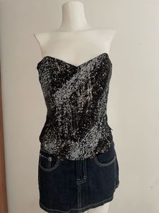 Chic Black & Silver Tube Top