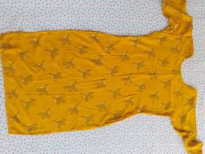 Yellow Leaf Print Kurti